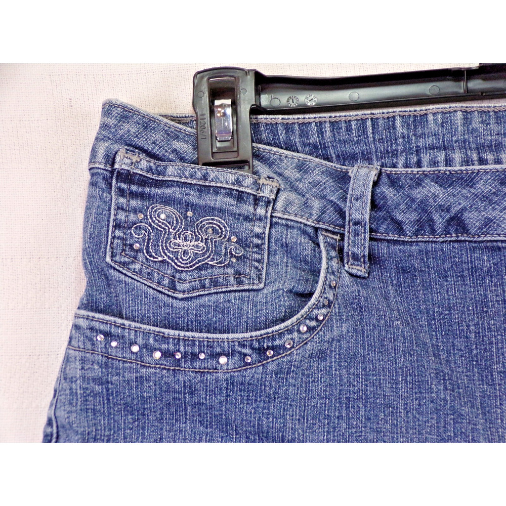 Westport Woman Jeans Blue Denim Embellished Rhinestone Pocket Straight Leg 16W - Picture 3 of 14